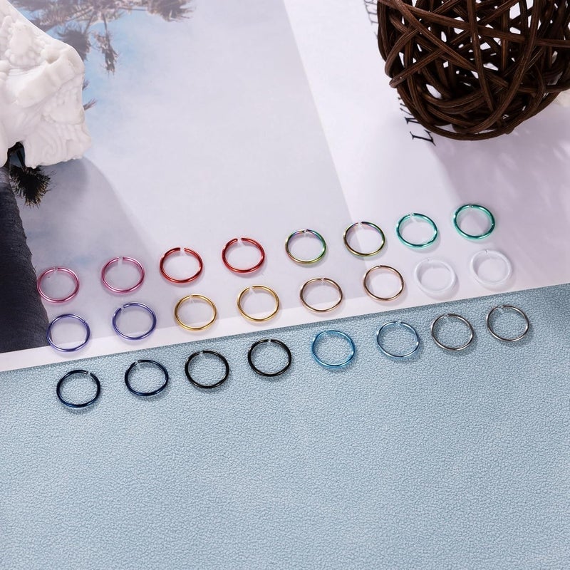 NICEIGHT 18G 20G 22G Stainless Steel Nose Rings Hoops for Women Men Cartilage Helix Earring Hoops Lip Rings Nose Piercing Jewelry - Image 2